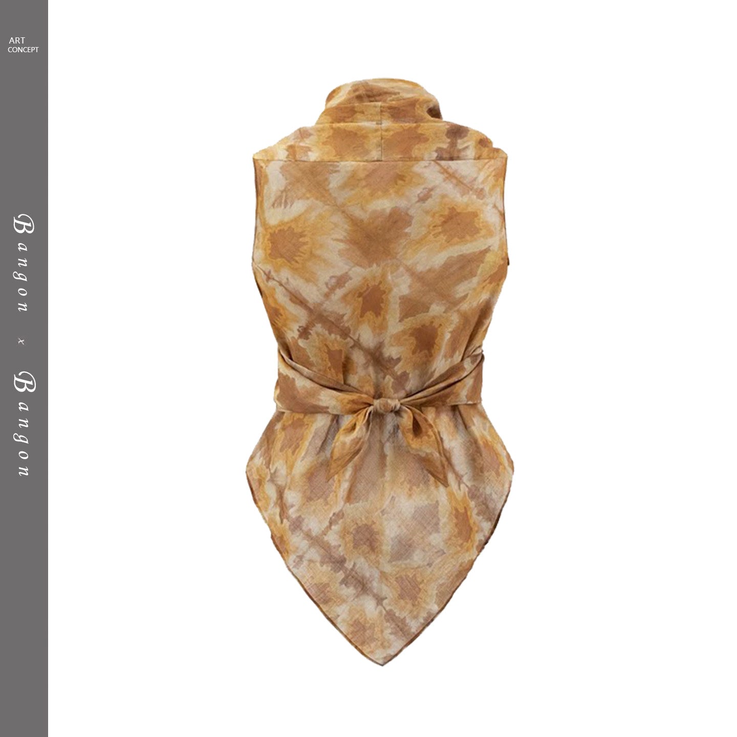 BANGON Vintage Tie-dye Print Cross-Lace-up Sleeveless Top New Design Short Sleeves for Summer 2025