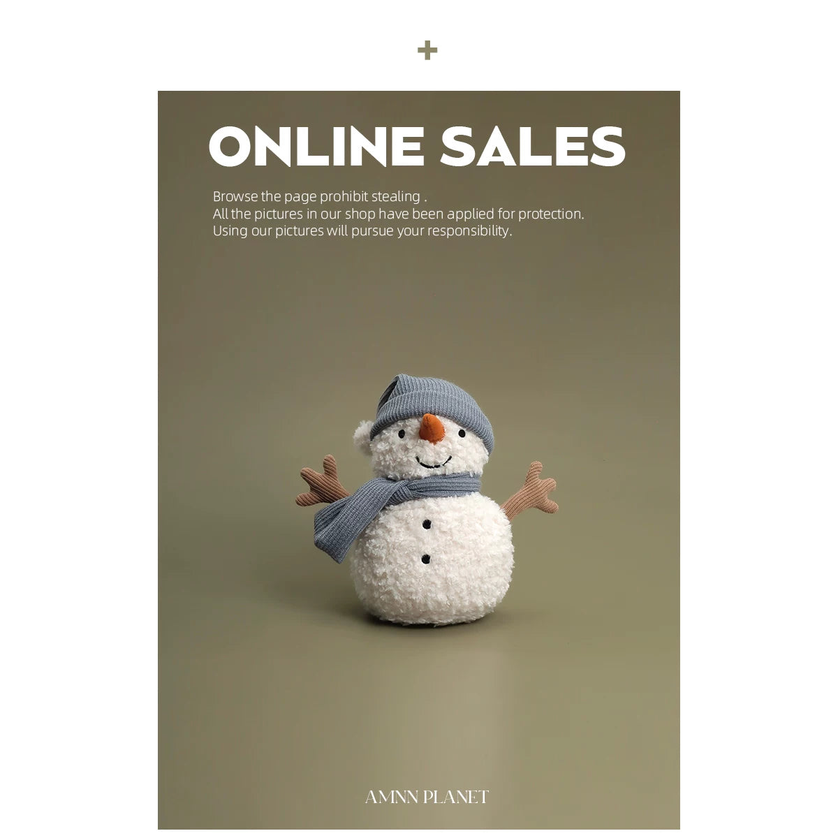 AMNN Sammy Blue Hat Snowman Doll New Cute Comforting Plush Sleeping Doll Souvenir