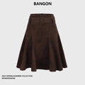BANGON Vintage Suede Skirt Loose Lotus Leaf 2025 Fall New Simple Commuter Versatile Skirt